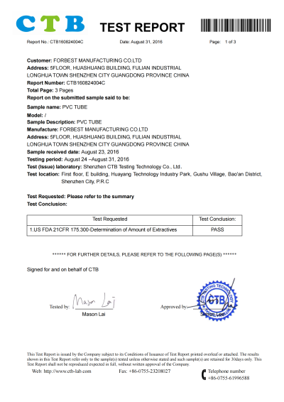 FDA- PVC TUBE
